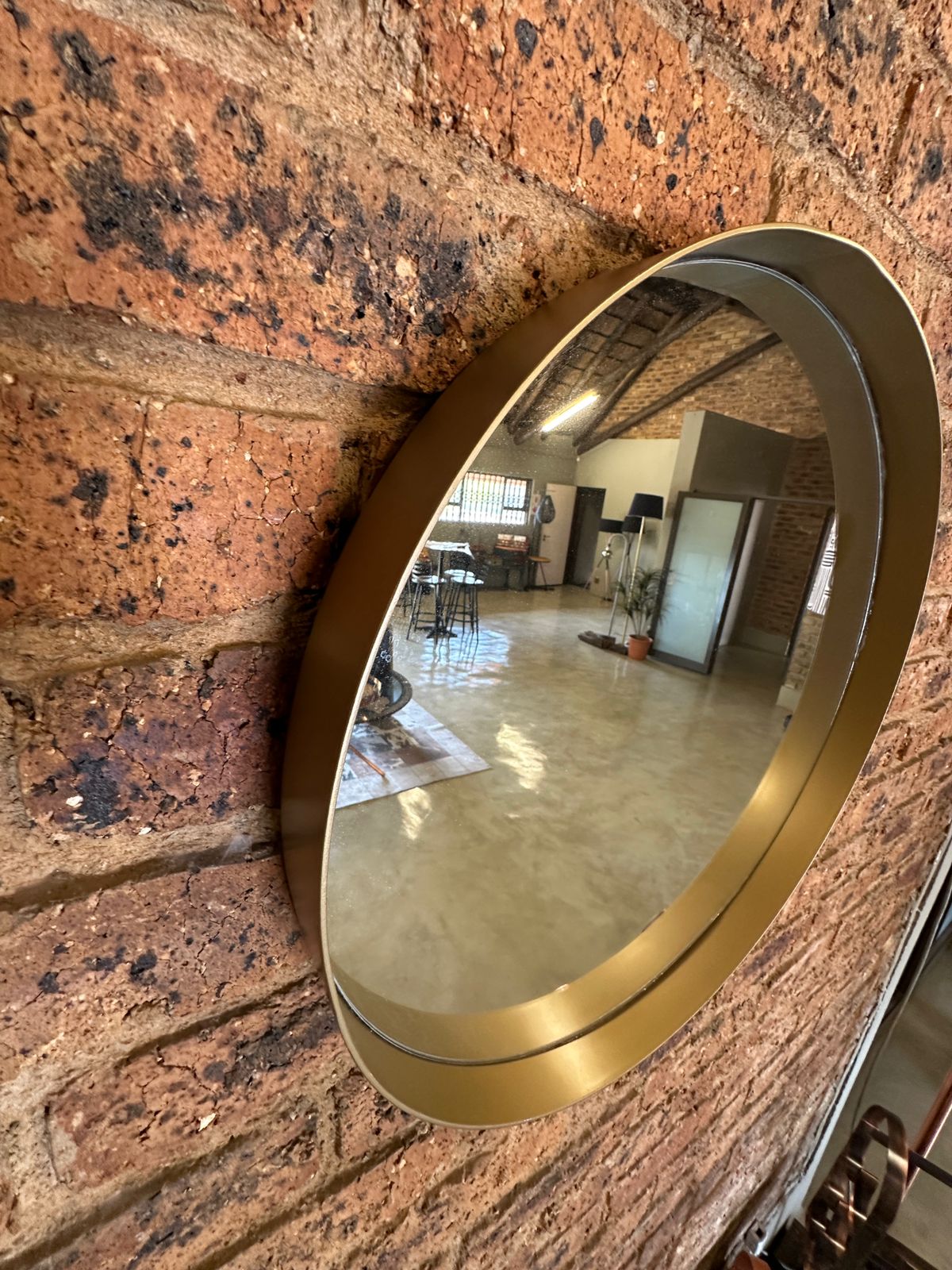 Round Mirror Aged Brass Color