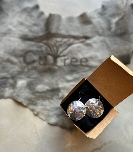 Earrings Aluminium Concave Hammered