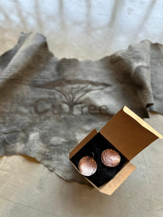 Earrings Copper Round Hammered
