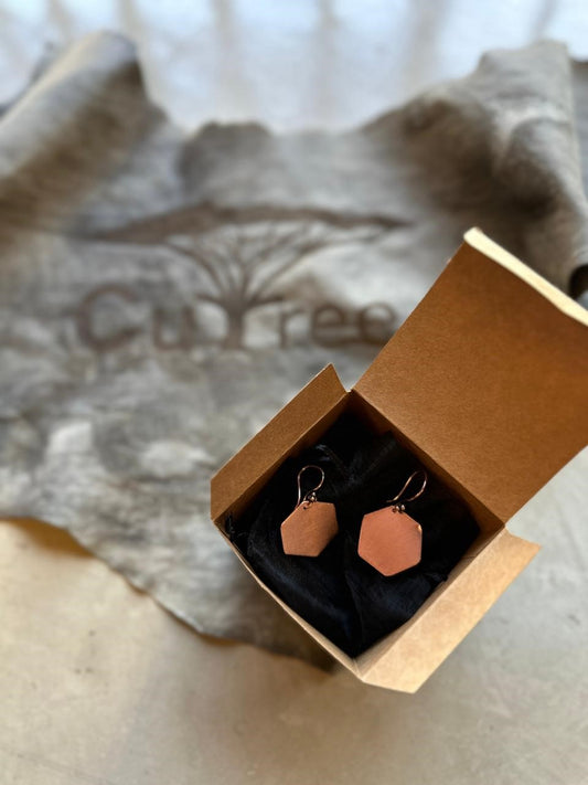 Earrings Copper Hexagon Matt