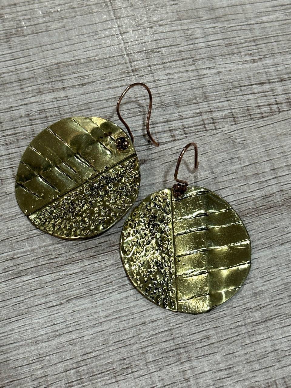 Earrings Brass Round - Texturized