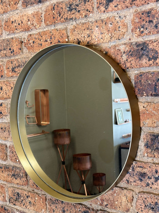 Round Mirror Aged Brass Color