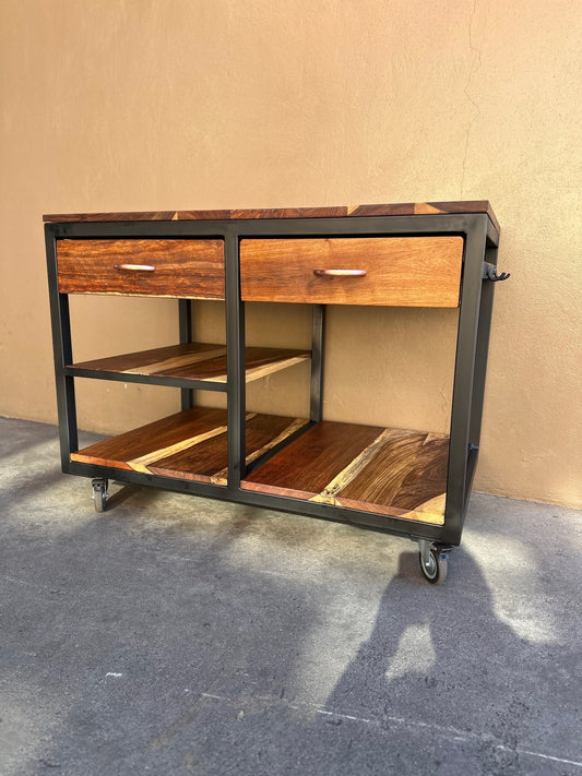 Butchers Trolley – Steel & Kiaat Wood