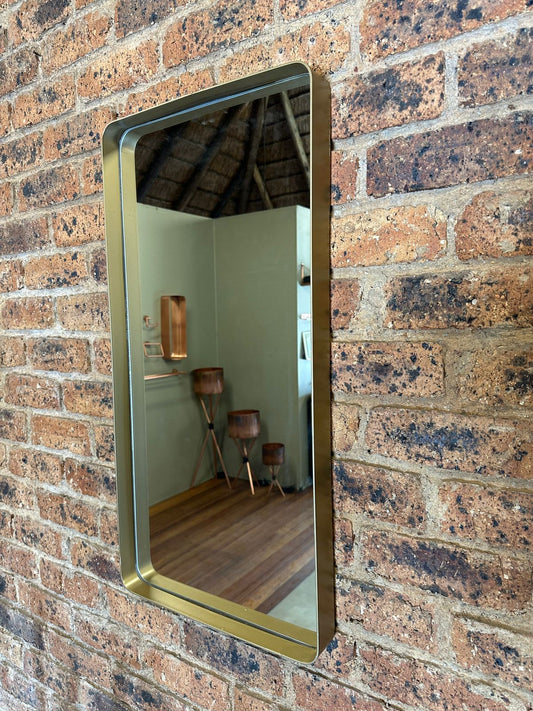 Rectangular Mirror Aged Brass Color