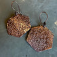Earrings Copper Hexagon Hammered